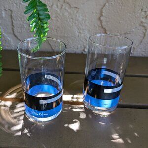 Vintage set of 2 Pierre Cardin matching blue , black, & white glasses